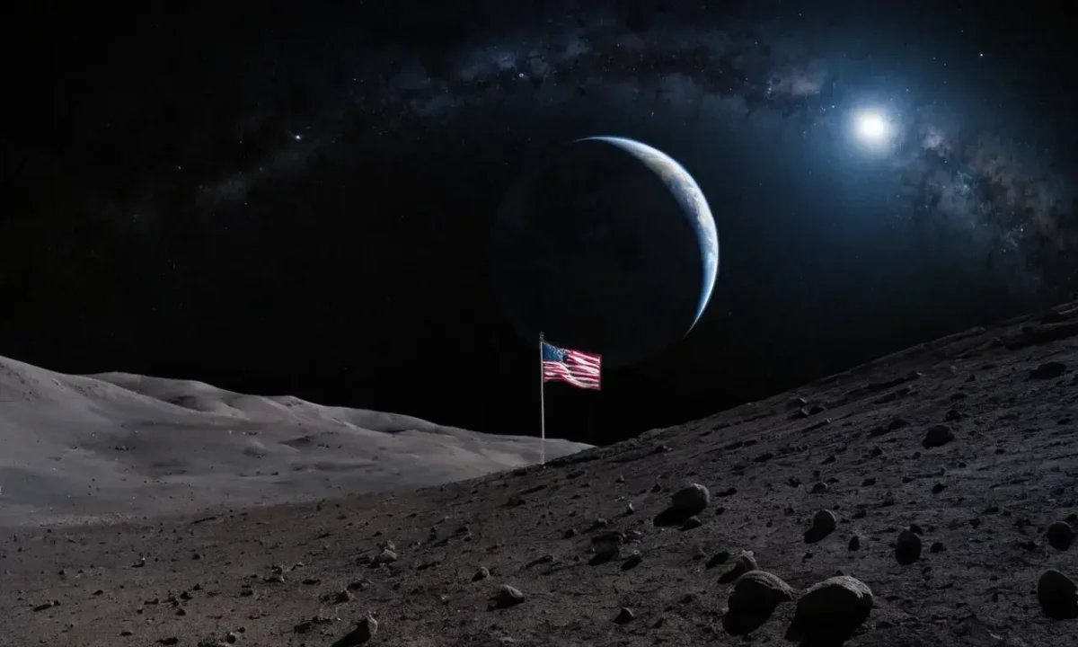 Absence of moon creates emphasis on Earths global presence amidst starlight