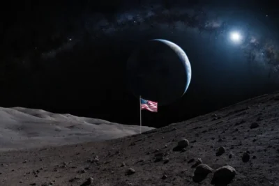 Absence of moon creates emphasis on Earths global presence amidst starlight