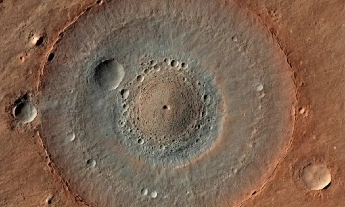 The moons surface shows impacts from space and its history is studied geologically