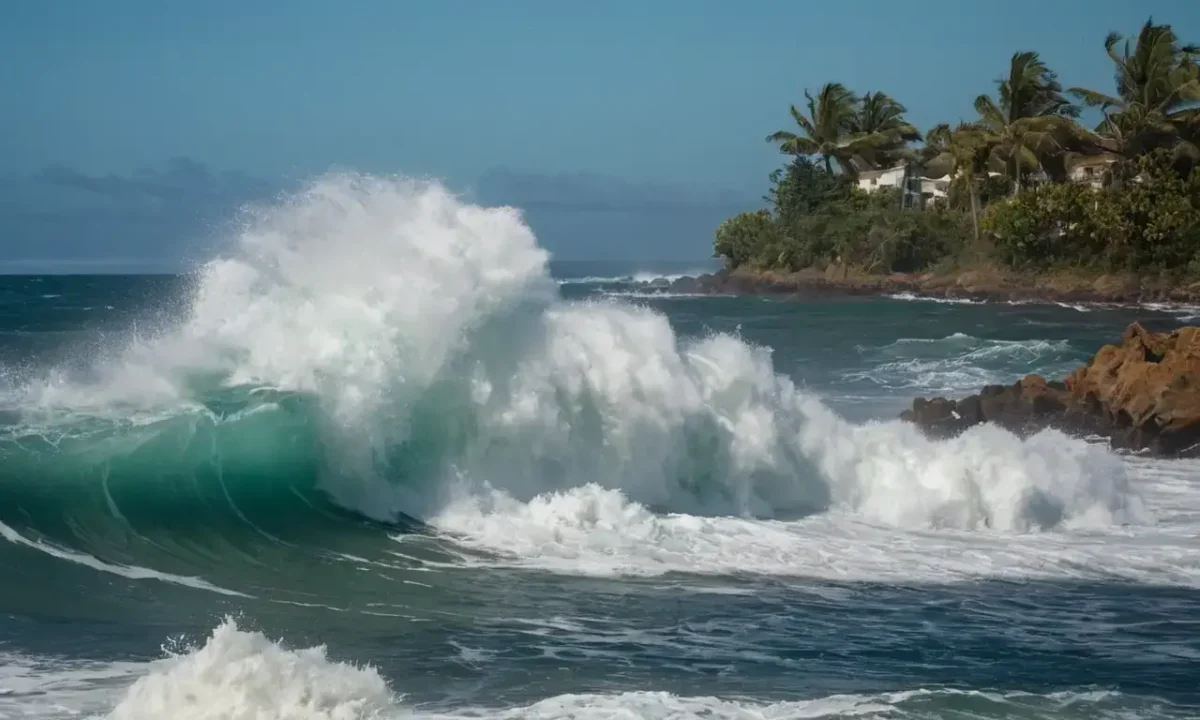 A destructive wave surge brings devastation and challenges of survival near coastal areas