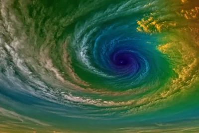 Doppler radar captures storm-shaped clouds showing debris paths based on changing atmospheric pressure